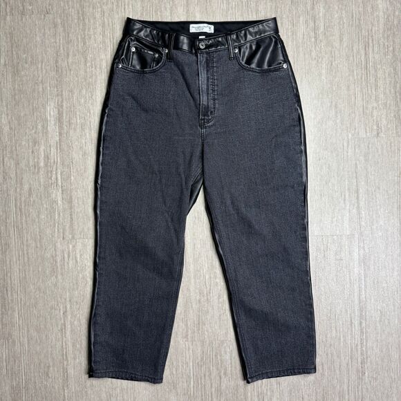 Abercrombie & Fitch Denim - Abercrombie & Fitch Vegan Leather Denim Curve Love Ankle Straight Ultra High 31
